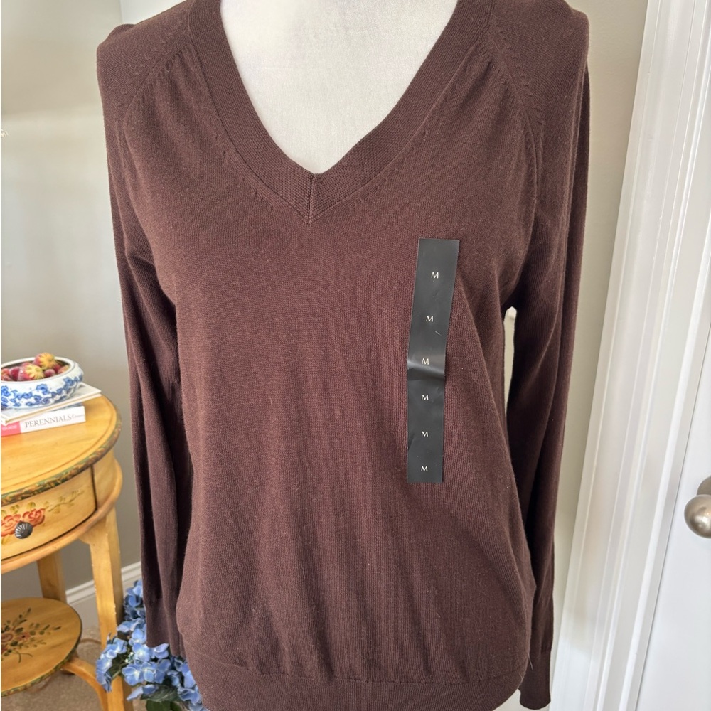NWT Banana Republic Deep Brown V-Neck Sweater